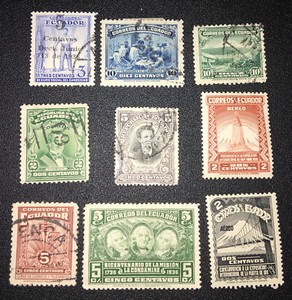 Ecuador Various Stamps. Middle & bottom right MNH. Bottom middle is MH. Used