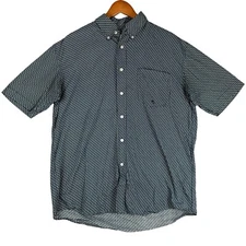 Roper Western Shirt Mens M Blue Geometric Short Sleeve Button-down Rodeo Cowboy