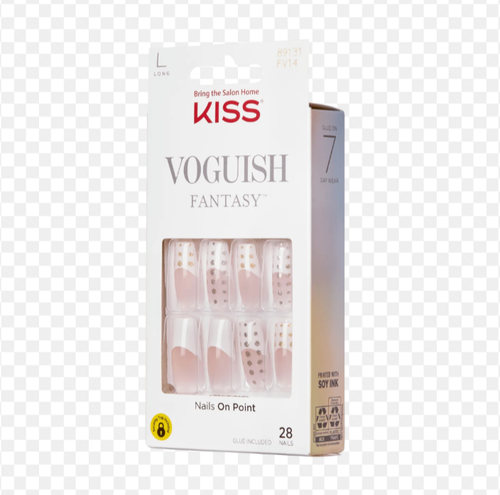 KISS Voguish Fantasy INTIMIDATED, White French Tip & Silver Glitter Long Nails - Picture 7 of 10