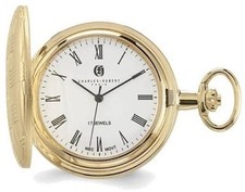 Charles Hubert Gold-Finish Brass Basketweave Pocket Watch XWA3363