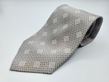 Salvatore Pellegrino Tie 100 Silk Silver Gray Squares Geometric L 60  W 3 3/4  