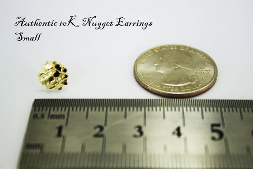 10K Soild Gelbgold Nugget Runde Diamant Schliff Ohrstecker für Männer Frau - Bild 7 von 11