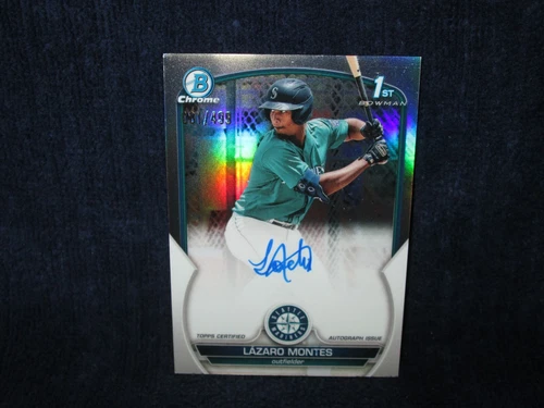 2023 Bowman Chrome Refractor Rookie Auto Lazaro Montes #/499 Has Corner Ding
