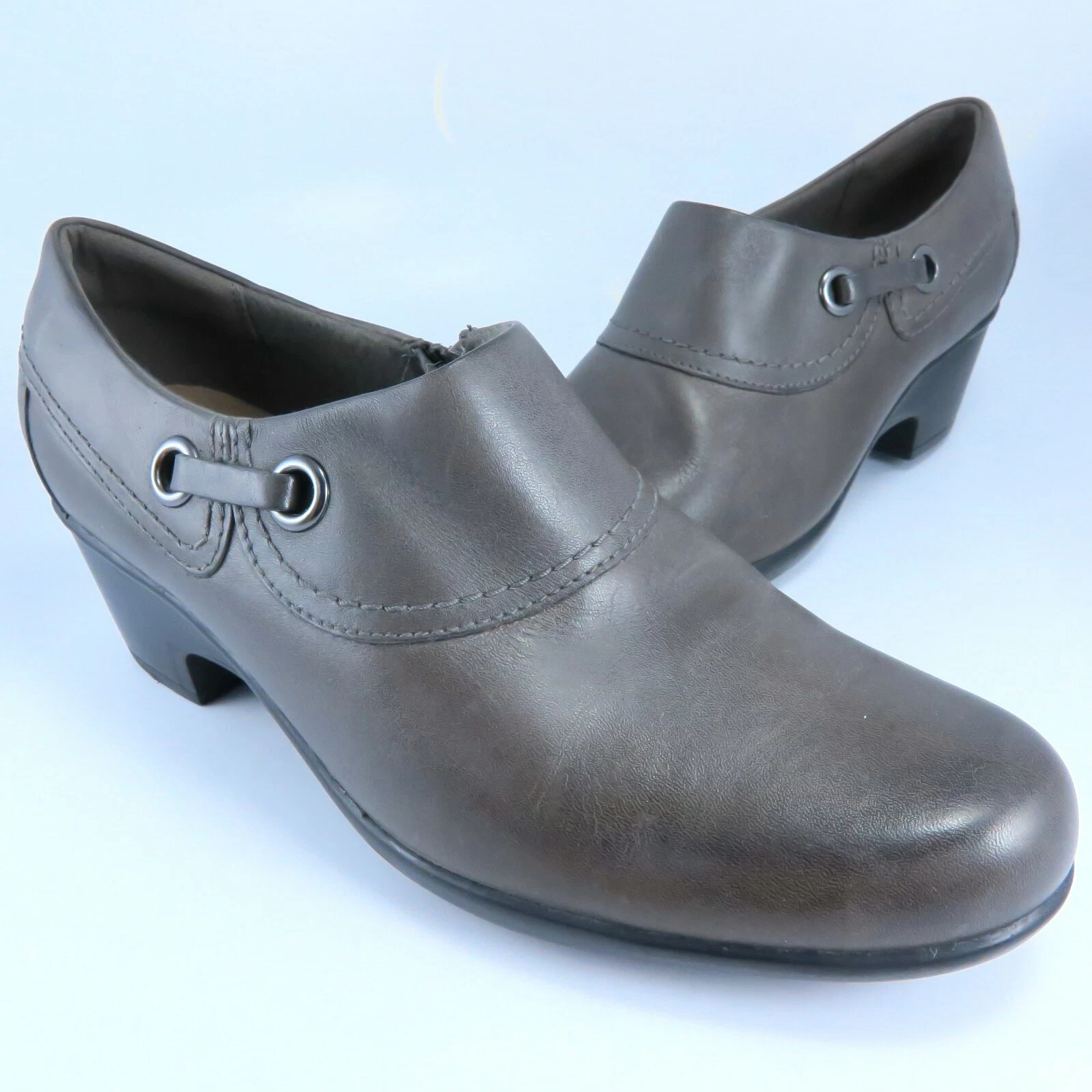 NEW Mocassino Clarks GENETTE DANBY Shooties da donna in pelle marrone con cerniera laterale