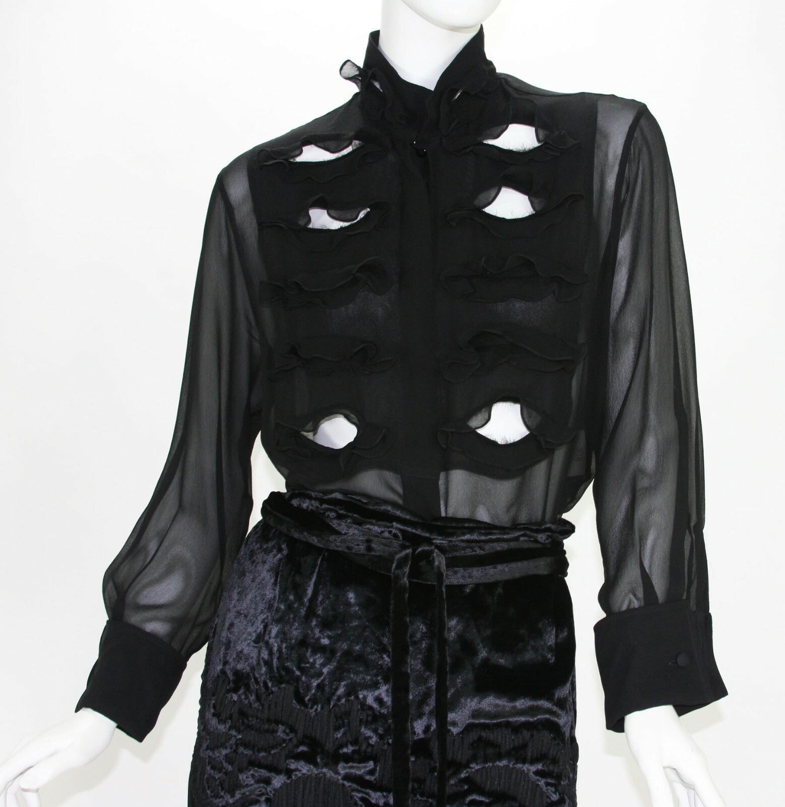 Tuta gonna velluto top Tom Ford per Yves Saint Laurent collezione 2001 2003 seta