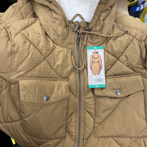 Levi's Women's Soft Sherpa Lined Diamond Quilted Long Parka Jacket New XL - Picture 3 of 3