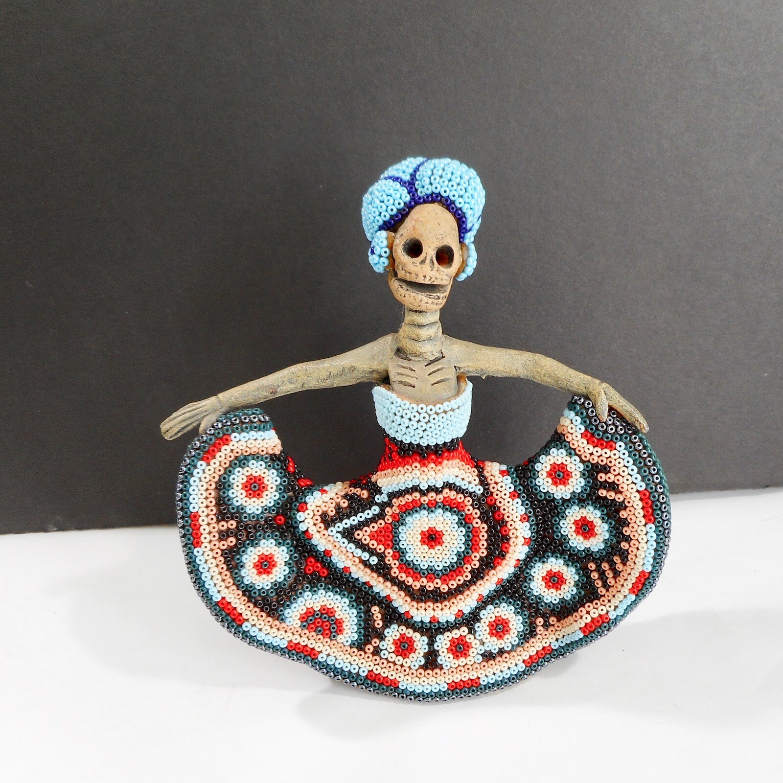 Catrina Huichol Beaded Flamenco Dancer Handmade Day of The Dead Mexican