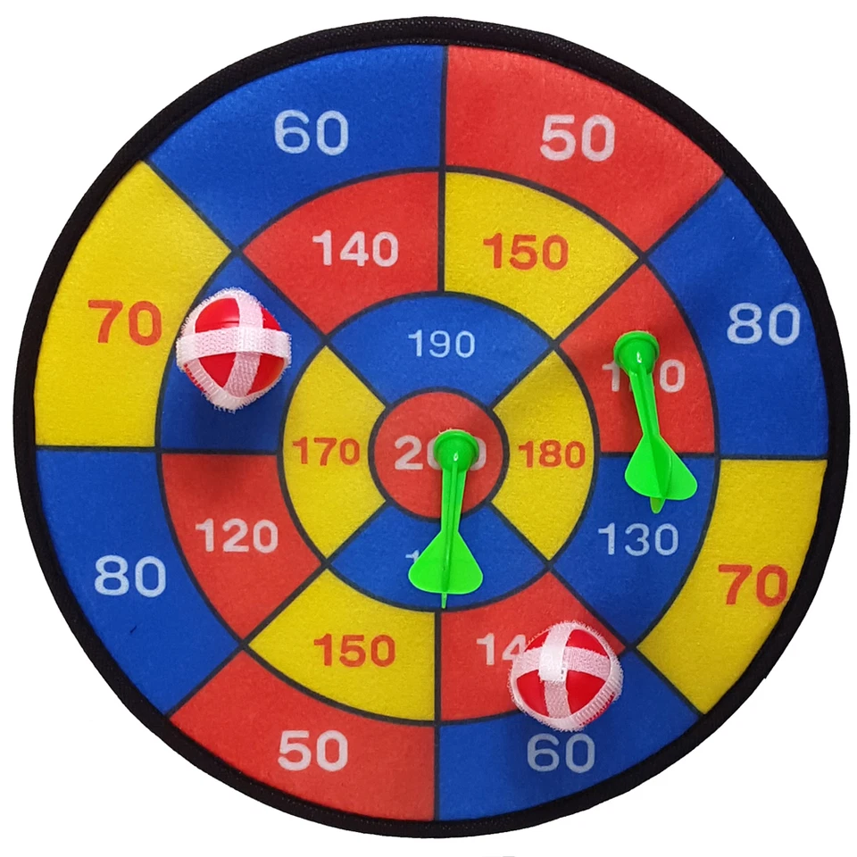 LAND-HAUS-SHOP Dartscheibe 29cm mit Klettband Dart Spiel Klett Scheibe je 2 Bälle und 2 Pfeile