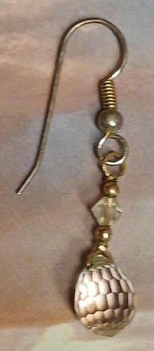 Silver Tone Faceted Clear Quartz Teardrop Briolette Drop Dangle Earrings - Picture 2 of 4