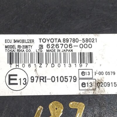 TOYOTA ALPHARD ANH10 MNH10 IMMOBILIZER COMPUTER 89780-58021 | eBay