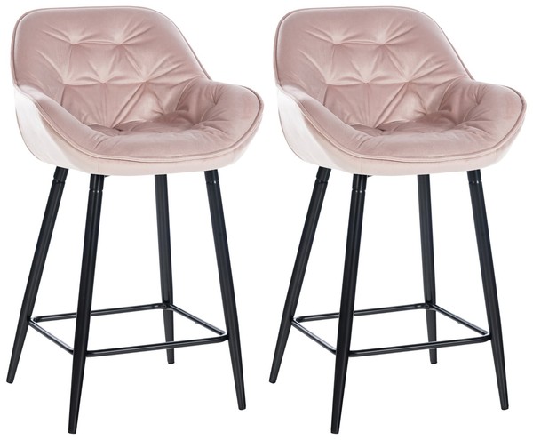 2Er Set Barhocker Gibson Samt Pink-image