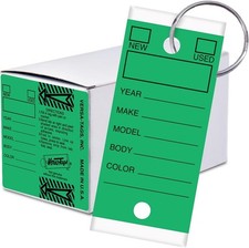 250 Per Box, Self-Protecting Paper Key Tags with Chrome-Plated Split Rings Pe...