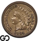 1864 Indian Head Cent Penny, Choice AU++/Unc, Copper-Nickel