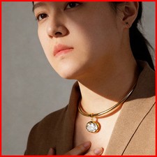 Oval Crystal Pendant Necklace 18K Gold Plated Stainless Steel Women Luxury Gift