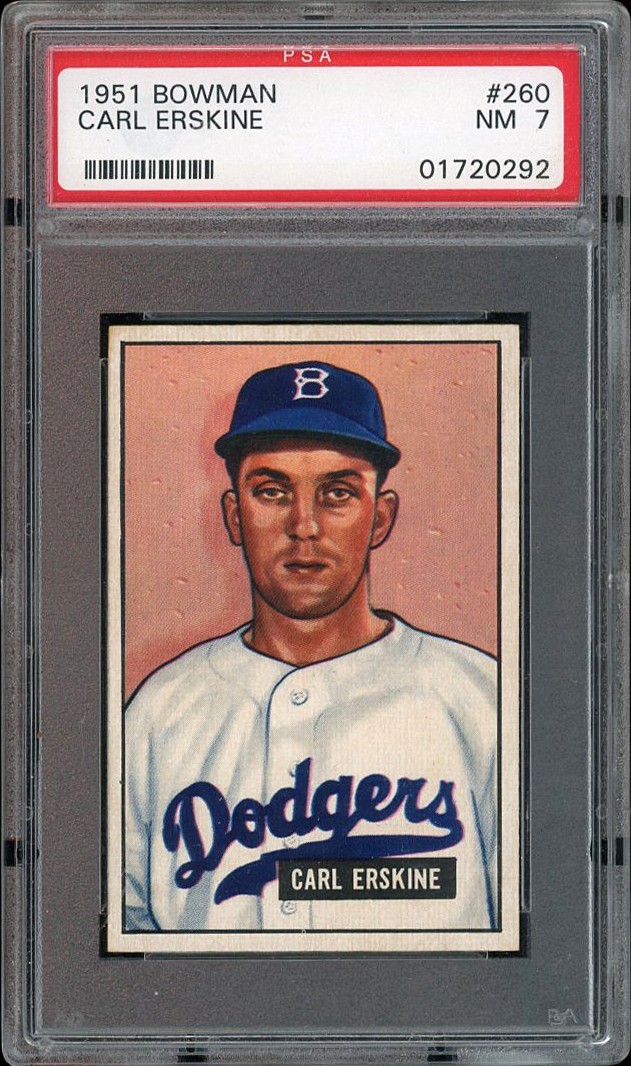 1951 Bowman #260 Carl Erskine PSA 7