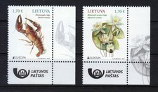 Lituanie 2024 MNH Faune-flore-marine-Écrevisses européennes & Nymphaea candida