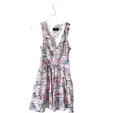 Guess Fit and Flare Zipper Mini Dress White Multi Color Size 2