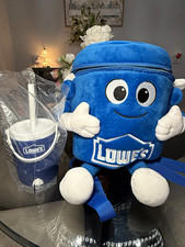 Lowe's Big Blue Plush Backpack Mini Bucket Cup Set Blue Bucket Mascot