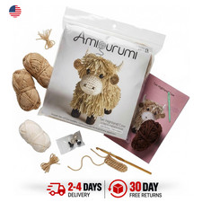 Amigurumi Highland Cow Crochet Kit Tan Animal Plush 8 Inch Finished Toy Craft