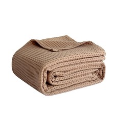 100 Cotton Waffle Weave Throw Blanket, Soft Lightweight Breathable Cozy Blan...