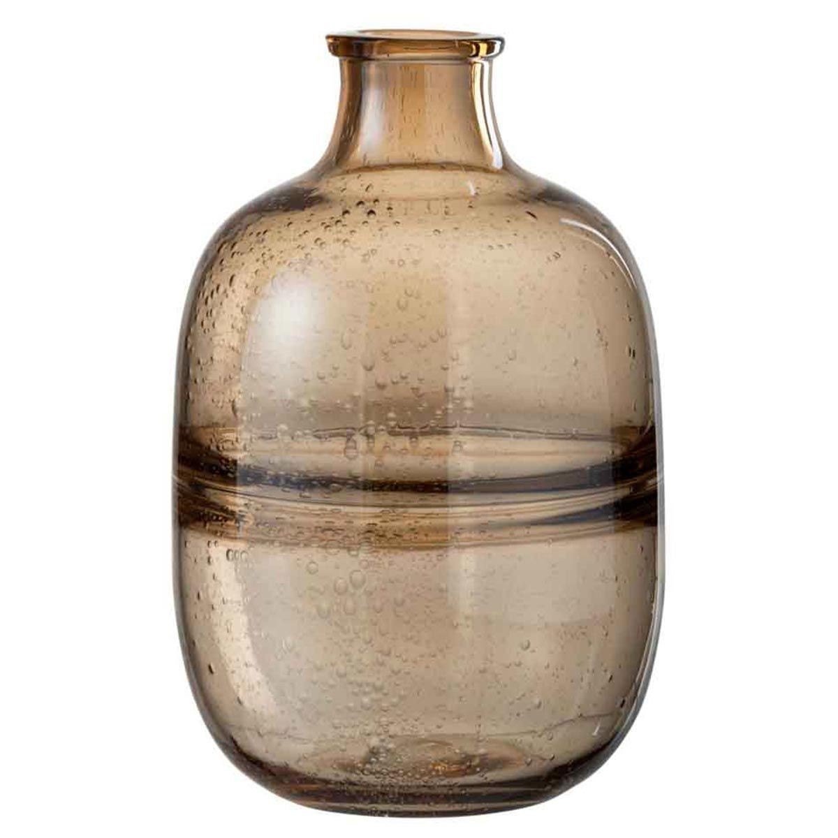 Vase rond ambre Nervures 29cm pour stabiliser les grands bouquets hauts