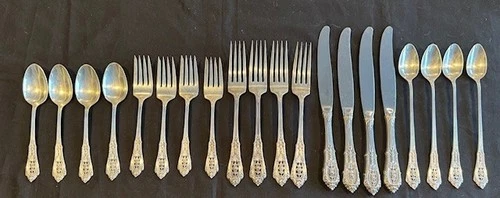 4 Sets 5 Pc Place Settings Wallace Sterling Silver Rose Point Pattern 20 Pcs