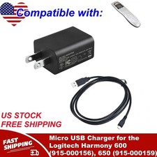 Micro USB Charger for the Logitech Harmony 600 915-000156 , 650 915-000159 