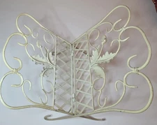 Wrought Iron Folding Magazine Rack Leaves Acorns MCM Records Lattice Vtg Scroll