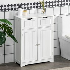 Freestanding Bathroom Storage Cabinet with 2 Drawers Adjustable Shelf, White