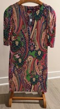 Tommy Hilfiger Multicolor Paisley Knit Shift Dress Half Sleeve Size 6 NWT