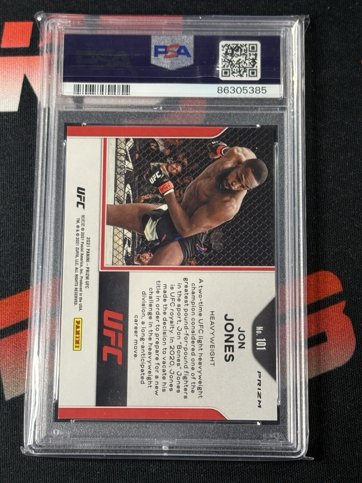 2021 Panini Prizm UFC Jon Jones 🍊 Prizm #’d /99 PSA 9 view 2