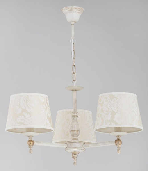 HäNgelampe 3-Flammig Stoff Weiß Muster Vintage E14 55 Cm Pendelleuchte Esstisch-image
