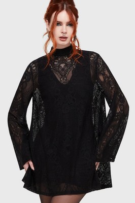 Killstar Waltz In Mourning Mini Dress Womens Flared Sleeve Goth Alternative