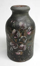 Antique 1800's Brown Decorated Jug Salt Glaze Stoneware Crock Farmhouse