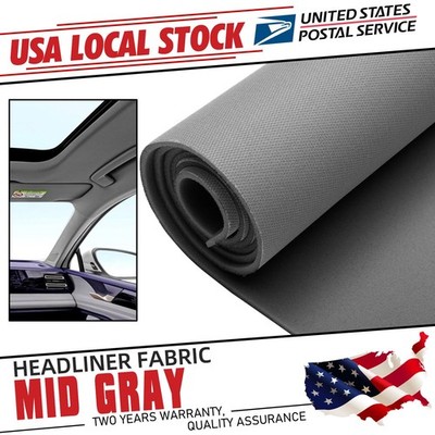 98''×60'' Medium Gray Knit Headliner Fabric 1/8'' Foam Car Roof Replace Repair