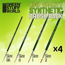 Green Stuff World: Synthetic Paint Brush Set - GREEN SERIES - 4 Brushes