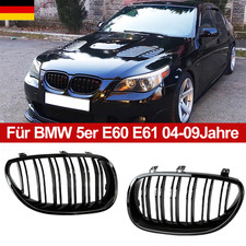 Nieren Grill K�hlergrill Doppelsteg Glanz Schwarz F�r BMW 5er E60 E61 2004-2009