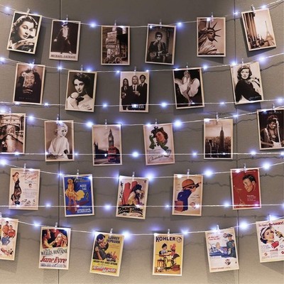 HXWEIYE 120LEDs White Photo Clips String 8 Mode USB Powered-120LEDs, 