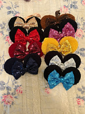 Multicolor Glitter Fabric Bow Hair Clips Lot, Solid Pattern, Women's Casual