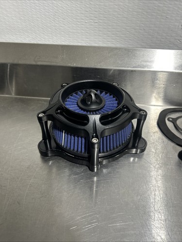 18 - 24 Softail Billet Air Cleaner Model D Softail Gloss Black Blue Filter #6