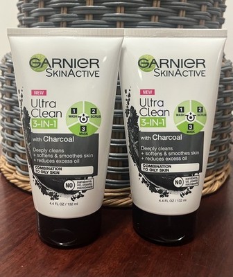 2 New GARNIER Skin Active Ultra Clean 3-in-1 with Charcoal. (please read)
