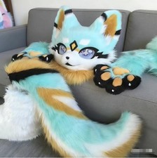 Fursuit Long Fur Husky Fox Mascot Head Party Halloween Fur Cosplay-Promotion