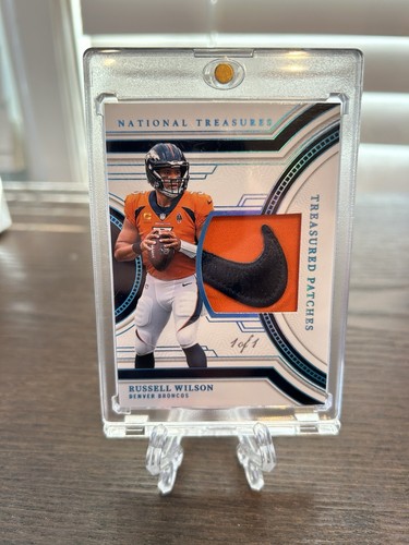 2023 Panini National Treasures Russell Wilson 1/1 Nike Swoosh Patch 🔥🔥🔥