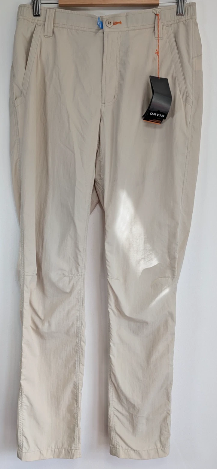 Orvis Jackson Quick-Dry Trousers Men W32 Beige Sand Nylon Hiking Cargo Trail