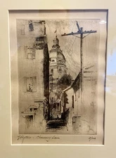 George Hornby “Chancery Lane” Etching Print 18/100 Matted Framed Signed Art