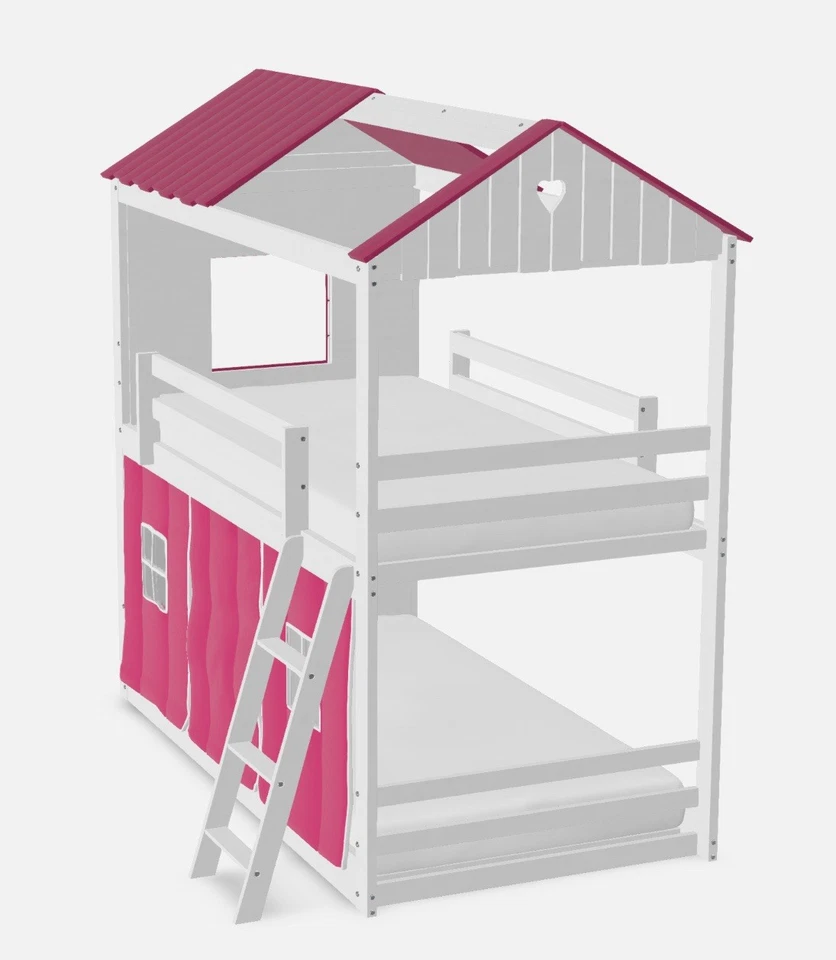 Twin Loft Bunk Bed W/Pink and Grey Tent BUNKBED 2 X Free Mattress Free Cover - Image 3 of 4