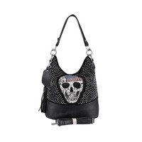 Damen Totenkopf Hobo BAG Schultertasche Tasche Shopper UmhäNgetasche Leder Optik