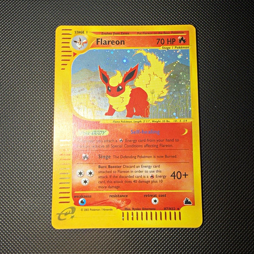 WOTC Pokémon TCG Flareon H7/H32 Skyridge Holo Rare 70 HP English 2003