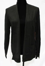 89th & Madison Women's Rib Back Open Front Cardigan EJ3 Black Medium NWT