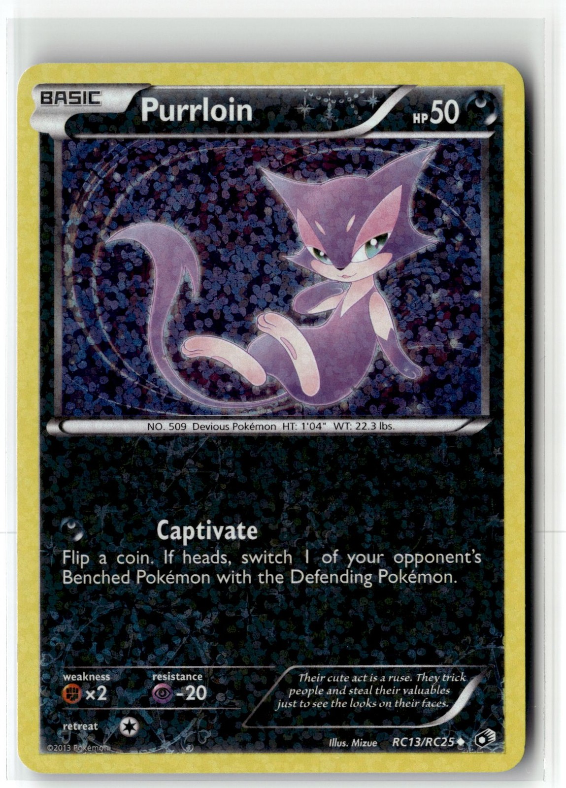 Purrloin ⭐️ RC13 Holo Uncommon Legendary Treasures 2013 Pokemon NM